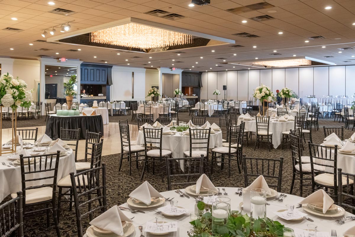 The best banquet hall in Clinton Township — elegant exterior of The Mirage Banquet and Event Center at night